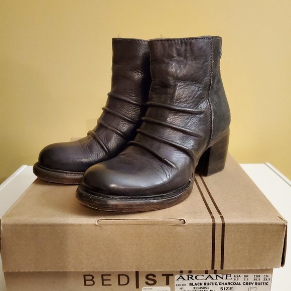 Bed Stu Arcane Black Rustic Leather Ankle Boots - Picture 1 of 5